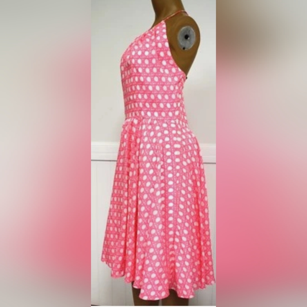 Vineyard Vines Pink Polka Dot One-Shoulder Fit-and-Flare Dress